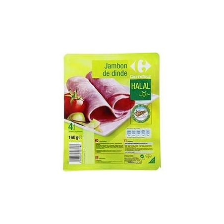 Carrefour 160G Jambon De Dinde Halal X4 Tranches Crf