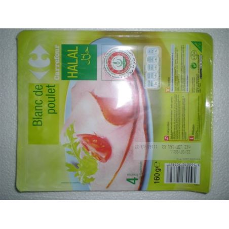 Carrefour 160G Blanc De Poulet Halal X4 Tranches Crf