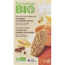 Carrefour Bio 205G Biscuits Petit Déjeuner Aux Céréales Et Pépites De Chocolat Crf