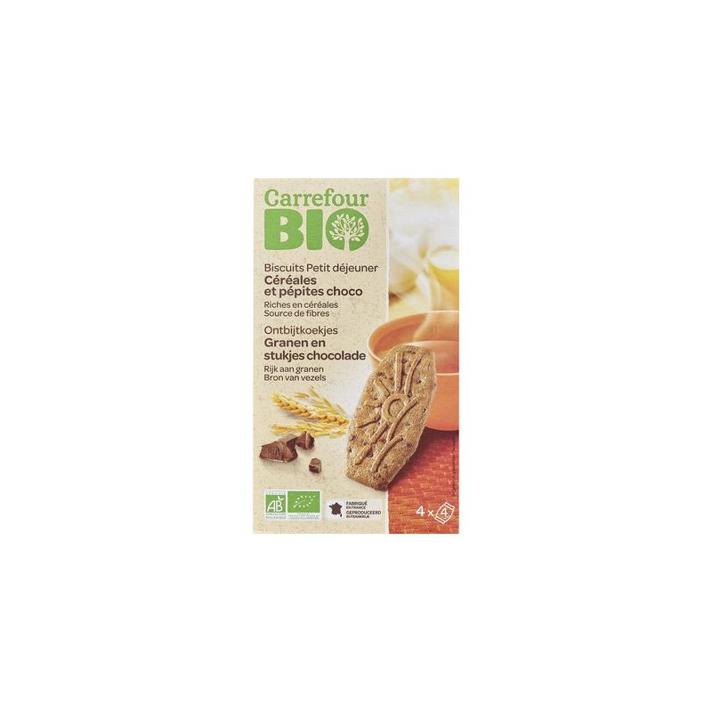 Carrefour Bio 205G Biscuits Petit Déjeuner Aux Céréales Et Pépites De Chocolat Crf