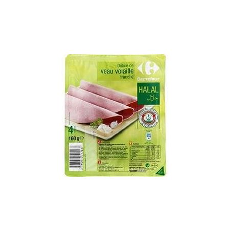 Carrefour 160G Tranche Veau/Volaille Halal X4 Tranches Crf