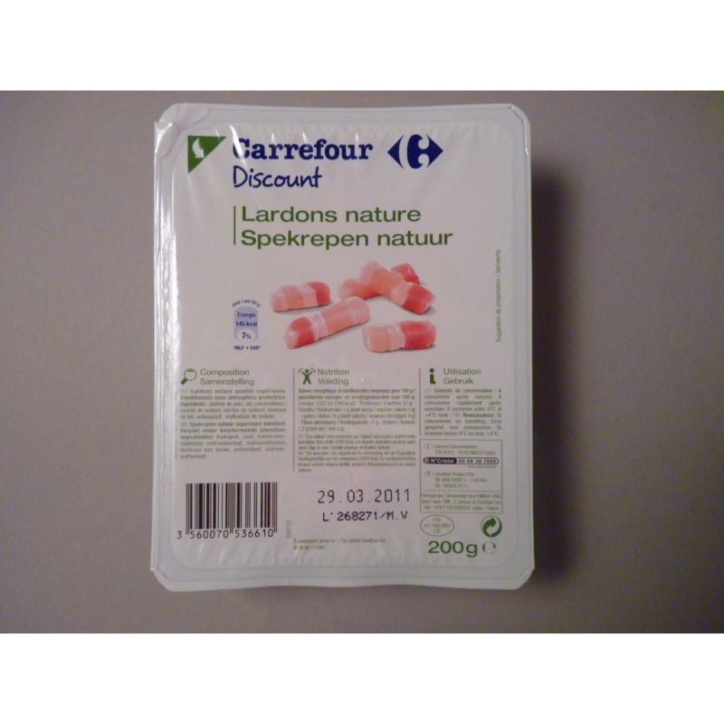 Pp Blanc 200G Lardons Nature