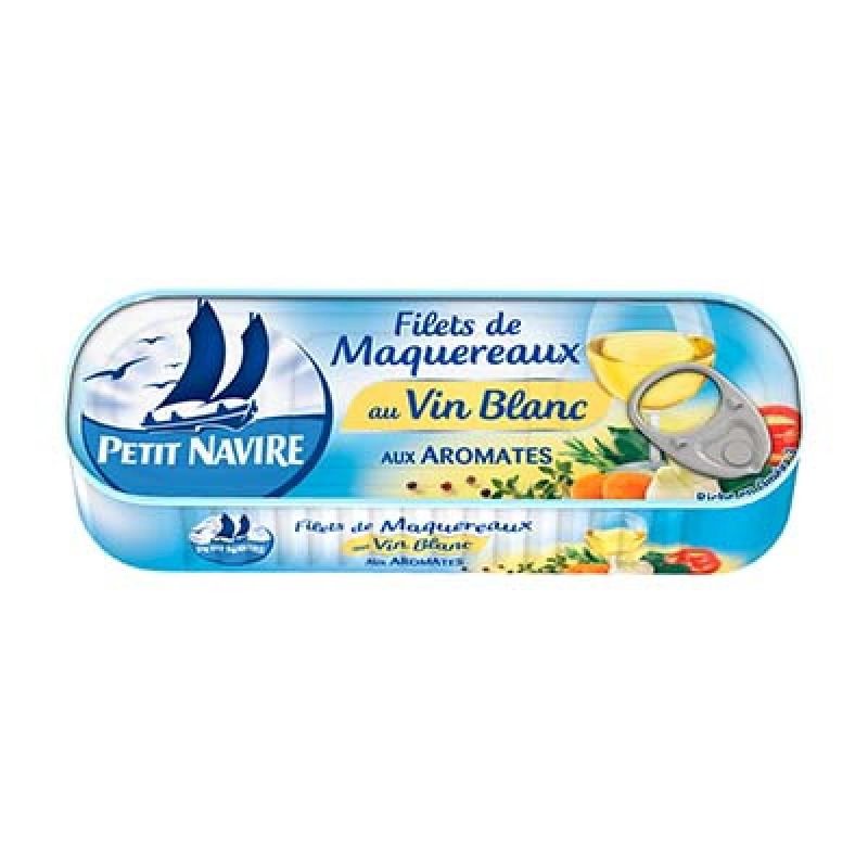 Petit Navire Filet Maquereaux Vin Blanc Boite 1/3