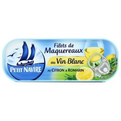 P.Navire Petit Navire Filets De Maquereaux Vin Blanc Citron Et Romarin 175G