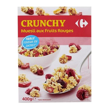 Carrefour 400G Céréales Muesli Sans Sucre Ajouté Fruits Rouges Crf