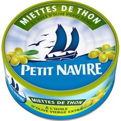 Petit Navire Miettes De Thon Huile D'Olive Vierge Extra : La Boite 104 G Net Égoutté