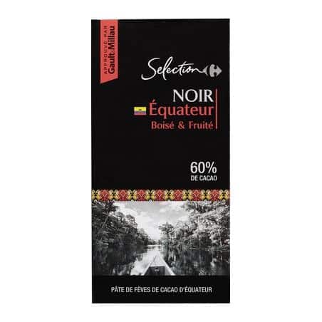 Carrefour Selection 80G Tablette Chocolat Noir 60% Cacao Equateur Crf Sélection