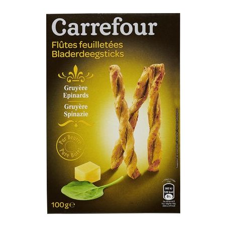 Carrefour 100G Flûtes Feuilletées Gruyère - Epinards Crf
