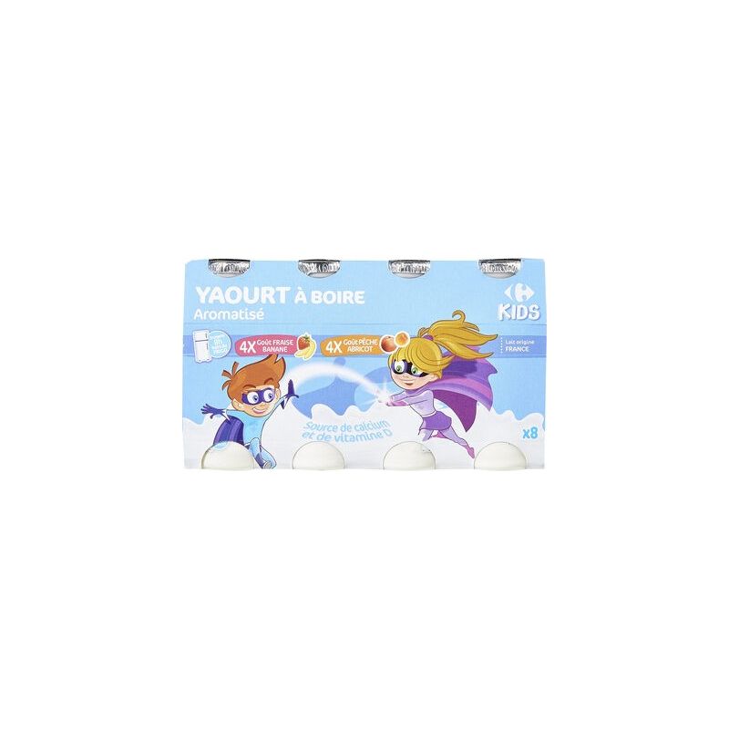 Carrefour Kids 8X Yaourt À Boire Fraise/Banane/Pèche Crf