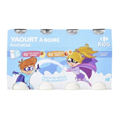 Carrefour Kids 8X Yaourt À Boire Fraise/Banane/Pèche Crf