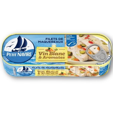 P.Navire Petit Navire Maquereaux Vin Blanc 1/4 - 175G