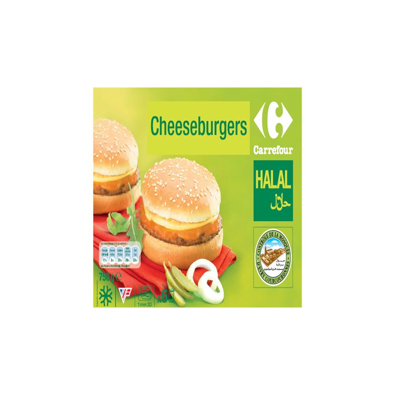 Carrefour 750G Cheeseburgers Surgelés X6 Halal Crf