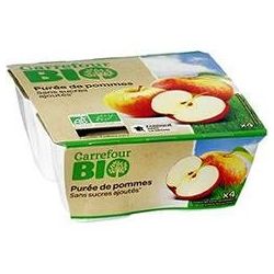 Carrefour Bio 4X100G Purée De Fruits Pomme Sans Sucres Ajoutés Crf
