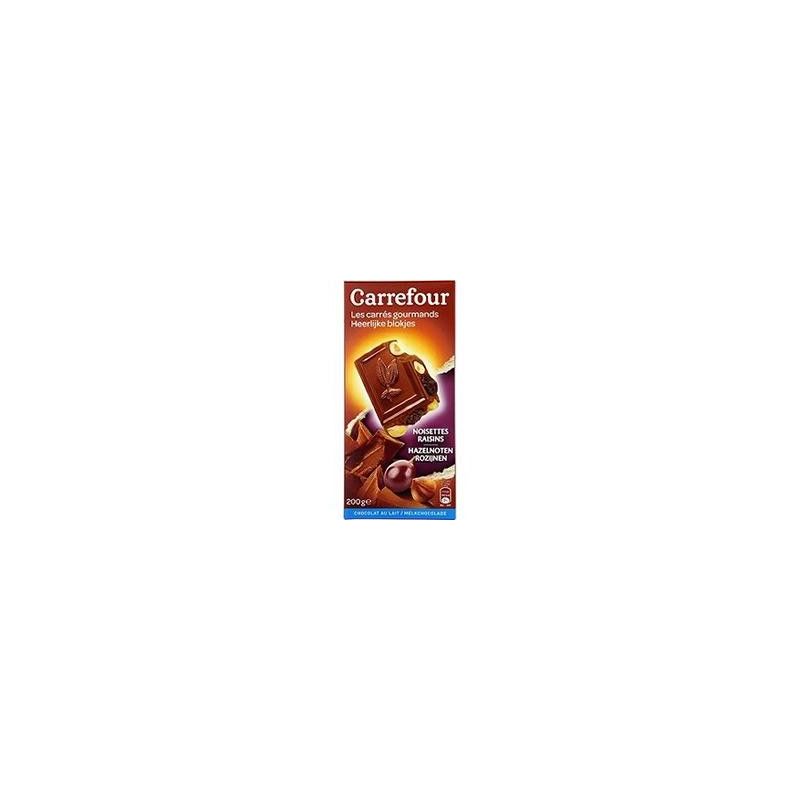 Carrefour 200G Tablette Chocolat Au Lait Noisettes Raisins Crf