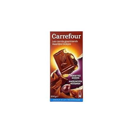 Carrefour 200G Tablette Chocolat Au Lait Noisettes Raisins Crf
