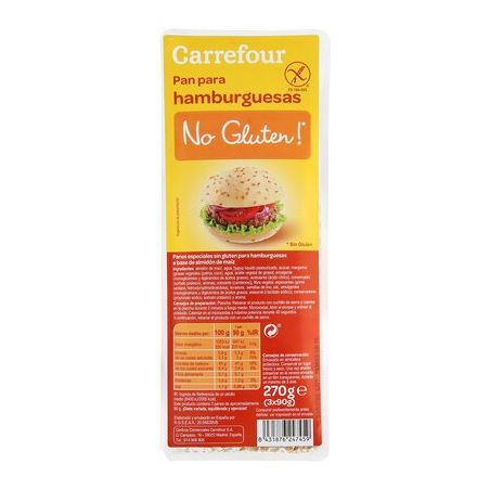 Carrefour No Gluten 270G Pains Burger Sans Crf