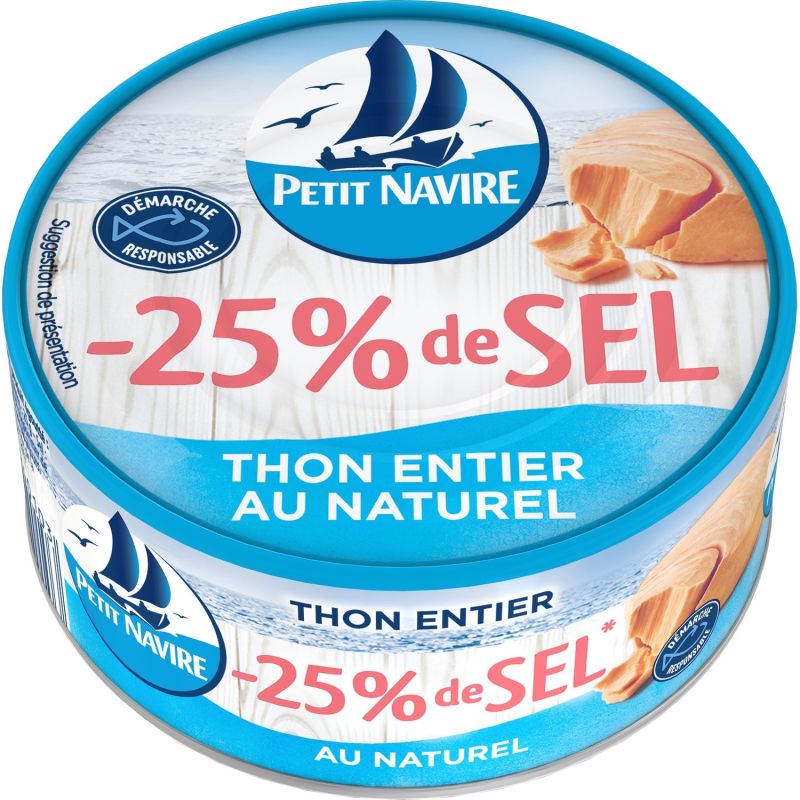 Petit Navire Thon Entier Au Naturel -25% Sel 112G