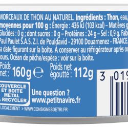Petit Navire Thon Morceaux Au Naturel : La Boite De 112G