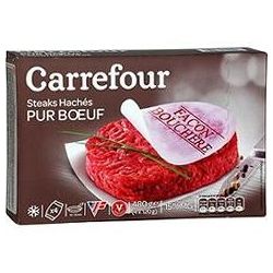 Carrefour 4X120G Steaks Hachés Pur Bœuf Façon Bouchère 15% Mg Crf