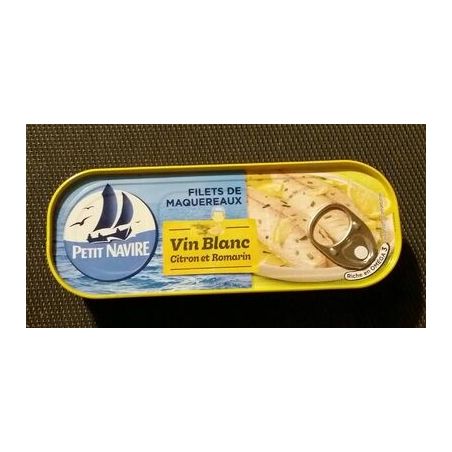Petit Navire Filets De Maquereaux Vin Blanc Citron Romarin : La Boite 175 G