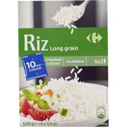 Carrefour 4X125G Riz Incollable 10Mn Crf