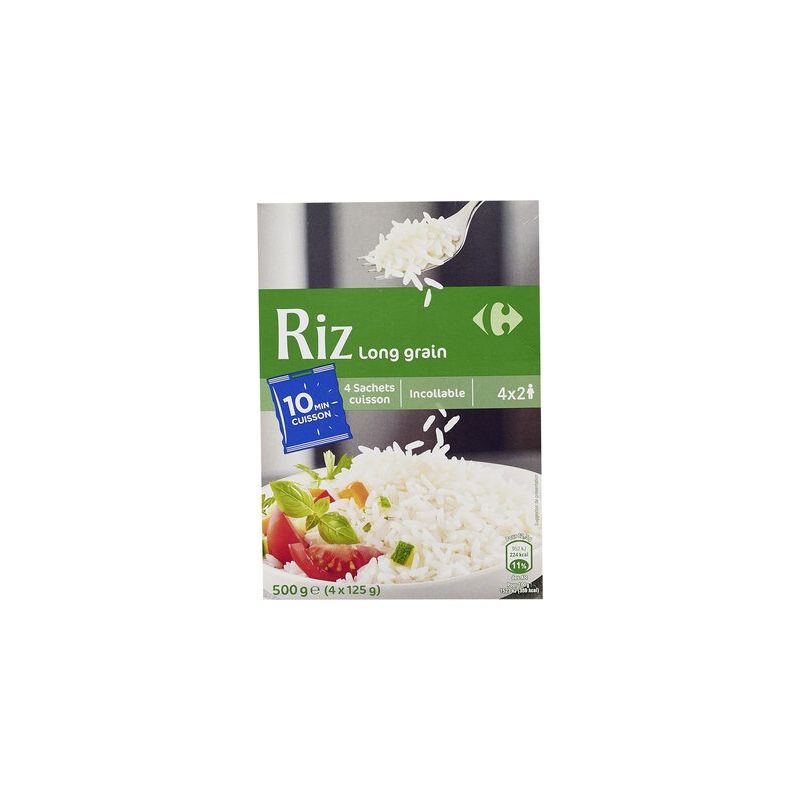 Carrefour 4X125G Riz Incollable 10Mn Crf