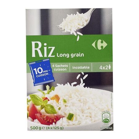 Carrefour 4X125G Riz Incollable 10Mn Crf