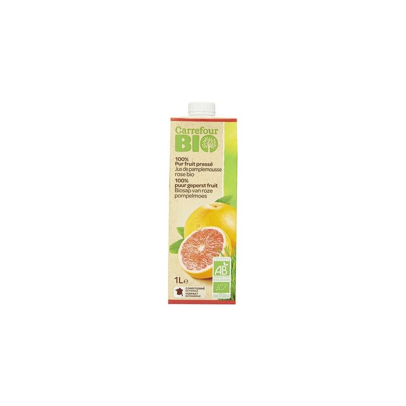 Carrefour Bio 1L Brique De Pur Jus Pamplemousse Rose Crf