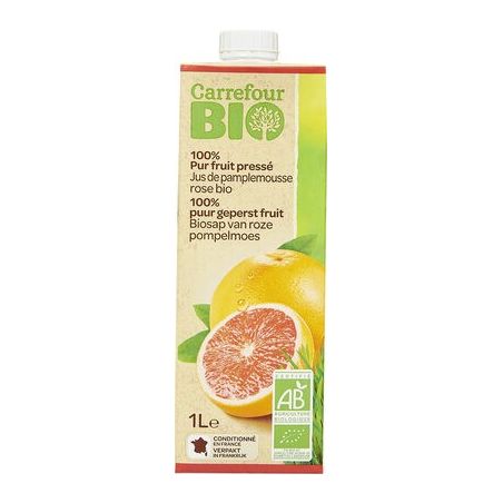 Carrefour Bio 1L Brique De Pur Jus Pamplemousse Rose Crf