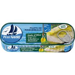 Petit Navire Filets De Maquereaux Msc Sans Peau Huile D'Olive & Herbes Provence : La Boite 145G