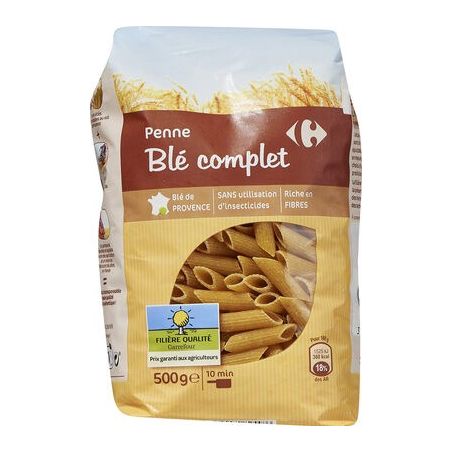 Carrefour 500G Sachet De Penne Rigate Au Blé Complet Crf