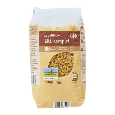 Carrefour 500G Sachet De Coquillette Au Blé Complet Crf