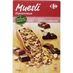 Carrefour 750G Muesli Flocon Chocolat Noisette Crf