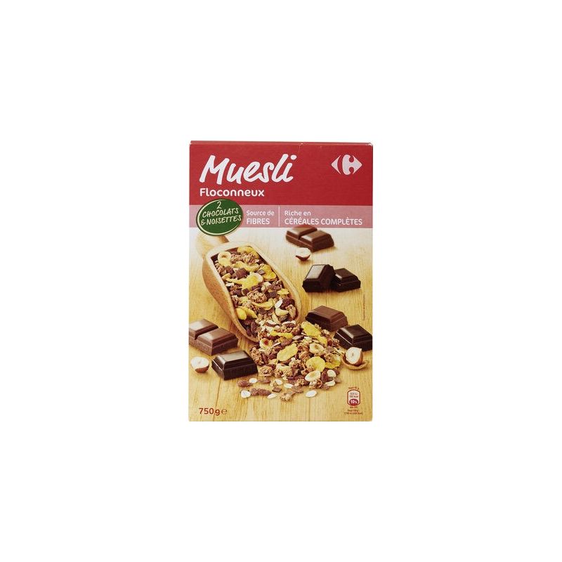 Carrefour 750G Muesli Flocon Chocolat Noisette Crf