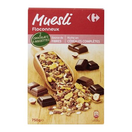 Carrefour 750G Muesli Flocon Chocolat Noisette Crf