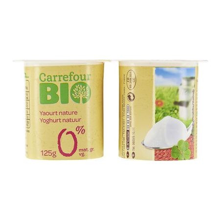 Carrefour Bio 4X125G Yaourts Nature 0% Mg Crf