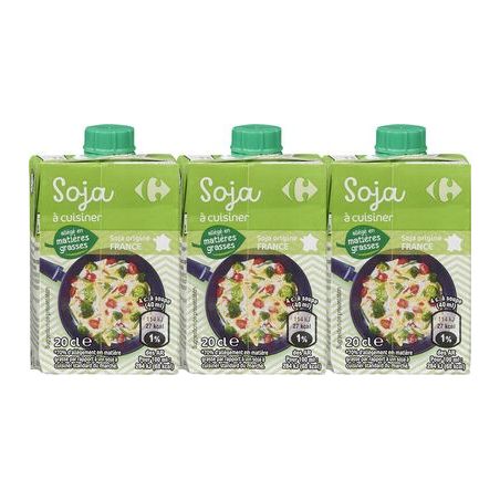 Carrefour 3X20Cl Brique De Soja À Cuisiner 5% Mg Crf