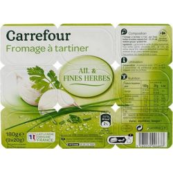 Carrefour 180G Fromage À Tartiner Ail & Fines Herbes Portion Crf