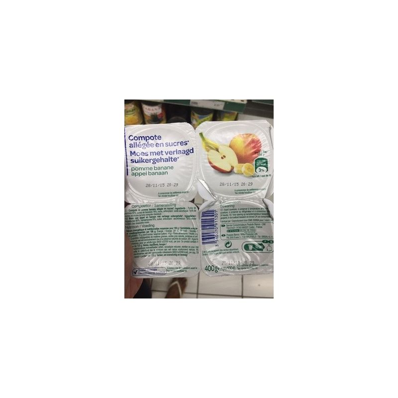 Pp Blanc 4X100G Compote Pomme/Banane Allégée En Sucre