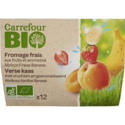 Carrefour Bio 12X50G Fromage Frait Abricot Fraise Banane Crf