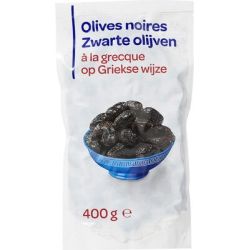 Pp Blanc 400G Sachet D'Olives Noires À La Grecque