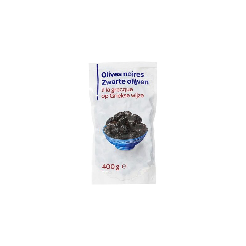 Pp Blanc 400G Sachet D'Olives Noires À La Grecque