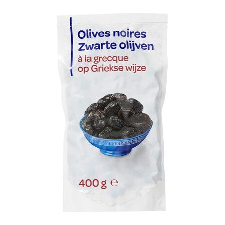 Pp Blanc 400G Sachet D'Olives Noires À La Grecque