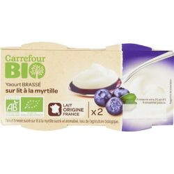 Carrefour Bio 125Gx2 Yaourt Sur Lit Myrtille Crf
