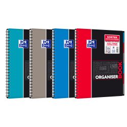 Oxford Organiserbook Cahier Spirale + Trieur Format A4+ 160 Pages Petits Carreaux 5X5 Couverture Polypro Couleur Aléatoire