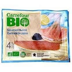 Carrefour Bio 140G Saumon Fumé X4 Tranches Crf