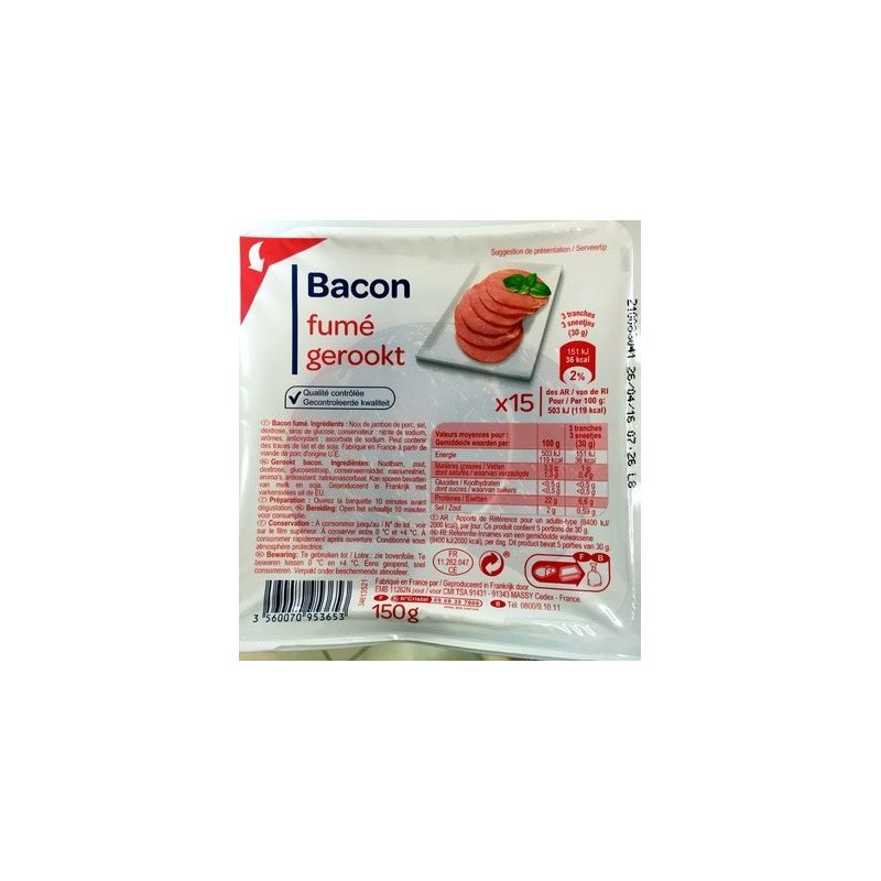 Simpl 150G Tranches De Bacon Fumés X15 Pp Blanc