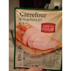 Carrefour 160G X4 Tranches Rôti De Poulet 100% Filets Crf Extra
