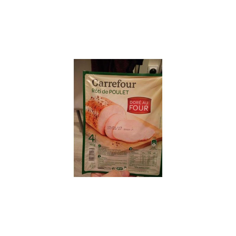 Carrefour 160G X4 Tranches Rôti De Poulet 100% Filets Crf Extra