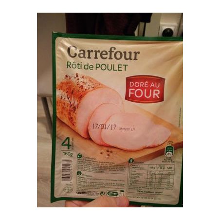 Carrefour 160G X4 Tranches Rôti De Poulet 100% Filets Crf Extra